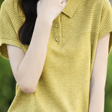 Curved Bead Ice Linen Polo Shirt