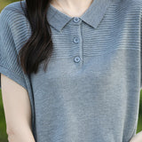 Curved Bead Ice Linen Polo Shirt