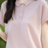 Curved Bead Ice Linen Polo Shirt