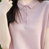 Curved Bead Ice Linen Polo Shirt