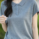 Curved Bead Ice Linen Polo Shirt