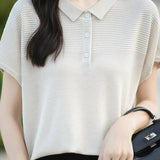 Curved Bead Ice Linen Polo Shirt