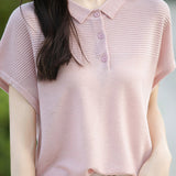 Curved Bead Ice Linen Polo Shirt