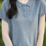 Curved Bead Ice Linen Polo Shirt