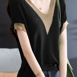 Elegant Color-blocked Knit Top