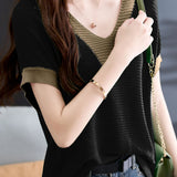 Elegant Color-blocked Knit Top