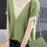 Elegant Color-blocked Knit Top