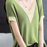 Elegant Color-blocked Knit Top