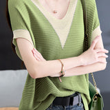 Elegant Color-blocked Knit Top