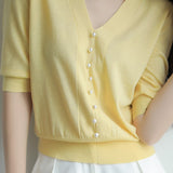 Elegant Pearl Beaded Knit Top
