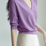 Elegant Pearl Beaded Knit Top