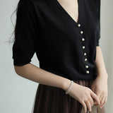 Elegant Pearl Beaded Knit Top