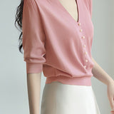 Elegant Pearl Beaded Knit Top