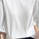 Loose Solid Color Acetate Satin T-Shirt