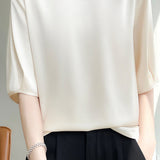 Loose Solid Color Acetate Satin T-Shirt