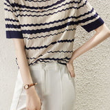 Loose Hollow Ice Silk Knit Top