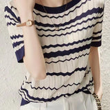 Loose Hollow Ice Silk Knit Top