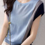 Color Block Spliced Short Sleeve T-Shirt