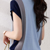 Color Block Spliced Short Sleeve T-Shirt