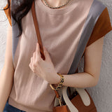 Color Block Spliced Short Sleeve T-Shirt