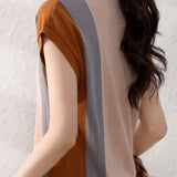 Color Block Spliced Short Sleeve T-Shirt