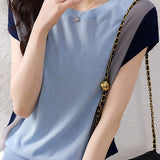 Color Block Spliced Short Sleeve T-Shirt