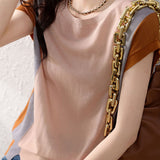 Color Block Spliced Short Sleeve T-Shirt