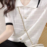 Plaid Jacquard Knit Top