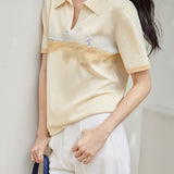 Polo Collar Ice Silk Knit Short Sleeve
