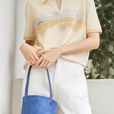 Polo Collar Ice Silk Knit Short Sleeve