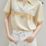 Polo Collar Ice Silk Knit Short Sleeve