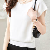 French Minimalist Elegant Shoulder Short Sleeve