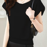 French Minimalist Elegant Shoulder Short Sleeve