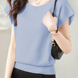 French Minimalist Elegant Shoulder Short Sleeve
