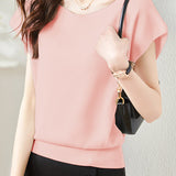 French Minimalist Elegant Shoulder Short Sleeve