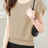 French Minimalist Elegant Shoulder Short Sleeve