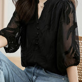 Fashion Jacquard Chiffon Shirt