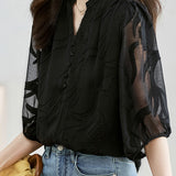 Fashion Jacquard Chiffon Shirt
