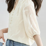 Fashion Jacquard Chiffon Shirt