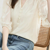 Fashion Jacquard Chiffon Shirt
