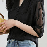 Fashion Jacquard Chiffon Shirt