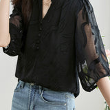 Fashion Jacquard Chiffon Shirt