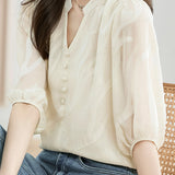 Fashion Jacquard Chiffon Shirt