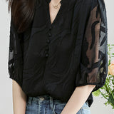 Fashion Jacquard Chiffon Shirt