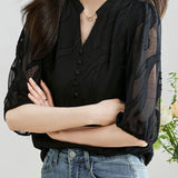 Fashion Jacquard Chiffon Shirt