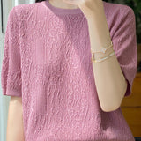 Three-Dimensional Jacquard Ice Silk Knit Top