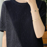 Three-Dimensional Jacquard Ice Silk Knit Top