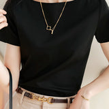 Simple Off-Shoulder Fitted Short Sleeve