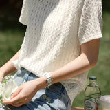 Solid Color Hollow Out T-Shirt
