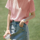 Solid Color Hollow Out T-Shirt